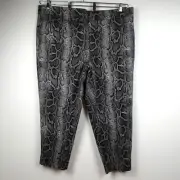 Michael Kors Snakeskin Print Pants Women's Plus Size 24W Gray Stretch Twill