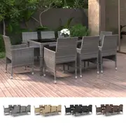 Garden Dining Set 9 Piece Poly Rattan Table and Chair Multi Colours vidaXL