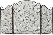 Fireplace Screen Guard, Fireplace Screen 3 Panel Ornate Wrought Iron Black Metal Fire Place Standing Gate Spark Guard Cover (Color : Red Copper)