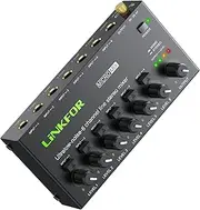 LiNKFOR Mini Stereo Audio Mixer 6 Channel Super Low Noise Stereo / Mono Switch 6X1 Audio Mixer with 6.35mm Audio Cable Independent Volume Control for Mixing for Club Bar