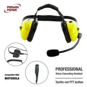 Heavy Duty Noise Cancelling Dual Muff Yellow Headset for Motorola APX900 MTP850s