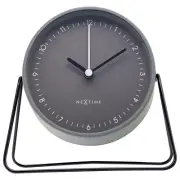 NeXtime Berlin Grey 14x13cm Metal Table/Desk Alarm Clock Analogue w/ Night Light