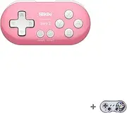 8BitDo Zero 2 Bluetooth Gamepad Key Chain Sized Mini Controller for Nintendo Switch, Windows, Android, macOS with a Commemorative Brooch (Pink edition)