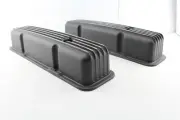 CAL CUSTOMS CAL-4701-BK BLACK FINNED ROCKER COVERS SMALL BLOCK CHEV V8 TALL