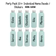 10+ Names Water Bottle 12CM NAME LABELS Personalised STICKERS, Kids School Party