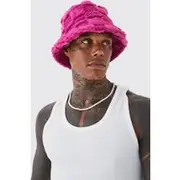Mens Pink Fluffy Checkerboard Bucket Hat