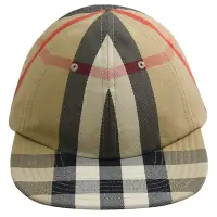 在飛比找Yahoo奇摩購物中心優惠-BURBERRY 經典英系格紋飾邊棒球帽/遮陽帽(駝)