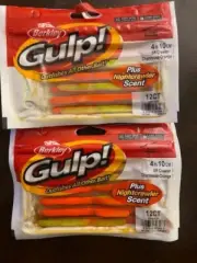 2 - Berkley Gulp!, SR Crawler, Chartreuse-Orange, 4", 12 ct.