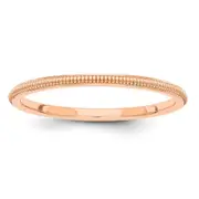 Solid 18K Rose Gold 1.5mm Milgrain Men's/Women's Wedding Band Ring Size 5.5