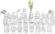 Glass Bud Vases Set of 26, Small Clear Vases for Flowers, Mini Vintage Bud Vases