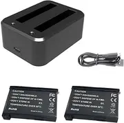 AFYMY 3 Piece Set/Charger + 2 PCS 1800 mAh Batteries for Insta360 X3 Fast Charger Accessories (2 Batteries can be Charged at The Same time)