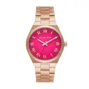 Michael Kors Lennox Three-Hand Rose Gold-Tone Stainless Steel Watch MK7462 Pink
