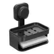 1Pcs Wall Mounted Suction Cup Soap Dish Sponge Holder for Shower Kitchen, Black