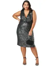 [Pink Dusk] Twist Of Seduction Sequin Dress in Gunmetal