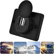 Car Dual USB Charger Socket Outlet, 12V 3.1A Car Charger Outlet, Mini Black Waterproof Vehicle USB Socket Outlet Car Accessories for Car Truck Marine