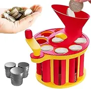 Manual Coin Sorter, Hand-cranked Coin Classifier, 3D Printed Counting Machine with Hand Crank & Visible Storage Tube, 8 Slot C-oins Separator for Efficient Management, Funny C-oins Storage Organizer