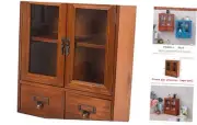 Rustic Vintage Mini Wood Counter Top Cabinet, Wall Mount Pine Display Case,