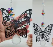 Huge Rainbow Butterfly Crystal Suncatcher gift, 40mm Sphere/Ball prism, Crystals