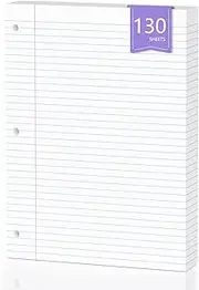 130 Sheets Loose Leaf Paper 8" x 10.5" Filler Paper College Ruled 3-Hole Punched Lined Paper Notebook Paper for 3-Ring Binders Notepad Writing Note Pads Ideal for Home, School, Office