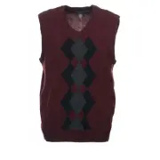 Tricots St Raphael Burgundy Argyle Sweater Vest M $65