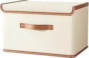 Llazsybz Storage Bin with Lid, Storage Basket, Folding Box with Handle, Container, Dog Toy Organizer for Clothes, Household Pantry, Beige 50x35x31cm, as described