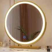 Vanity Makeup Mirror with Light, LED Make up Mirror, round Gold Mirror, Desk Bea