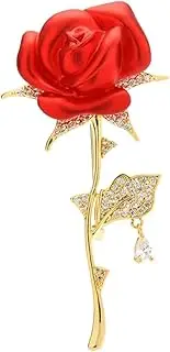 [HJRHZM] Pins Brooch Brooches Red Rose Flower Brooch Ladies Fashion Accessories Crystal Ladies Party Brooch Cardigan Jacket Coat Brooch Brooch Pins Fashion Decoration