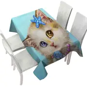 Adorable Cats Drawings Seashells Girly Kitten Tablecloth