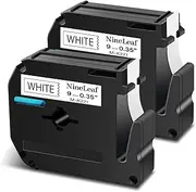 NineLeaf 2 Pack Compatible for Brother P-Touch M Label Tape MK221 M-K221 M221 Black on White 3/8" (9mm) x 26.2ft (8m) Labeling Refill Work in PT-45M PT-65 PT-70 PT-M95 Label Maker