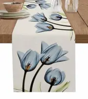 Blue Floral Table Runner 36 Inches Long,Kitchen Dinner 13"x36" Tulipzgn2438