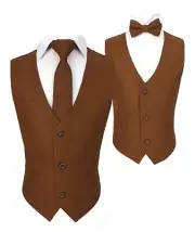 Boys Mens Matching Wedding Tweed Waistcoat Set in Cinnamon Brown