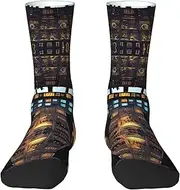 [HVTTIOR] Airplane Cockpit Print Athletic Adult Socks Single Side Circumference For Men And Women Casual Wear