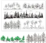 GLOBLELAND Tree Clear Stamp Pine Tree Coconut Tree Silicone Transparent Stamp Seal Card for DIY Scrapbooking Cards Making Photo Album Decorative