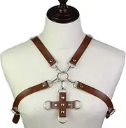 [Generic] Punk style leather Cross Suspender top tights Shaping corset belt Chest strap suspenders Girl's cosplay accessory