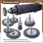 Wire Brush Wheel Cup Brush Set 8 Piece 1/4" Arbor Drill Attachments Clean Rust