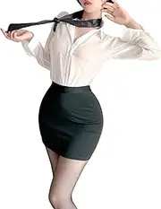 [generic] Uniform Attendant Roleplay Secretary Student Dress Mesh Bodysuit Women Sleepwear lingerie Pilot Flirty Babydoll naughty