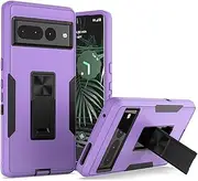 Designed for Google Pixel 7 Pro Case with Stand, Drop Protection, Fit for Magnetic Car Mount, No Fading, No Yellowing, Upgrade Hard PC&Premium Soft TPU Kickstand for Men Women (Purple)