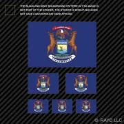 6 pcs Assorted Michigan Flag Sticker Set of Self Adhesive Premium Vinyl MI