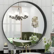 Black round Mirror 30 Inch Metal Framed Black Circle Mirror, Modern Matte Black