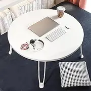 Portable Laptop Computer Desk, White, Metal Legs, 50 cm Diameter, Floor Level Study Desk A162 (White)