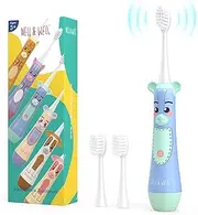 NELL&WELL [Upgrade] Kids Electric Toothbrush with 2 Mins Brushing Timer, Battery Powered Toothbrushes with 3 Soft Bristles Heads for Children Boys and Girls Ages 3+, IPX7 Waterproof, BPA Free (Blue)