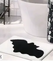 New Hyde and eek Halloween cream color Bath Rug with a black bat print