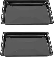 ICQN Baking Trays, 465 x 370 x 30 mm, Set of 2, Enamelled Grease Pan, Chrome-Plated Oven Rack and Enamel Baking Tray for Oven and Hob, Grid 465 x 370 mm