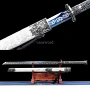 Chinese Tang Dynasty Dao 唐横刀 Carbon Steel Sharp Blue Blade With White Scabbard.