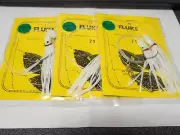 3 NJ Hand Tied Tandem/WHITE Squids w/3-Way+Snap Fluke/Summer Flounder Rigs