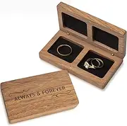 [Prazoli Products] Prazoli Ring Box for Wedding Ceremony - Wooden Ring Bearer Box Wedding Accessories, Double Ring Boxes for Two Rings Case, Rustic Keepsake Wedding Ring Holder, Small His and Hers Ring Box For Couple