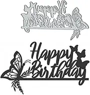 Happy Birthday Animal Butterfly Metal Die Cuts,Flower Butterfly Leaf Cutting Dies Cut Stencils DIY Scrapbooking Decorative Embossing Paper Scrapbooking Card Making