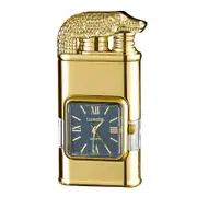 Personalized Embossed Lighter with Watch Lightweight Portable Lighter Gift for Anniversary Golden Crocodile