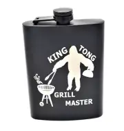Liquor Hip Pocket Flask and Funnel, Engraved Funny King Kong Grill Drinking Gift