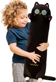 90cm Long Cat Stuffed Pillow - Soft Tabby Kitten Plush Hugging Toy